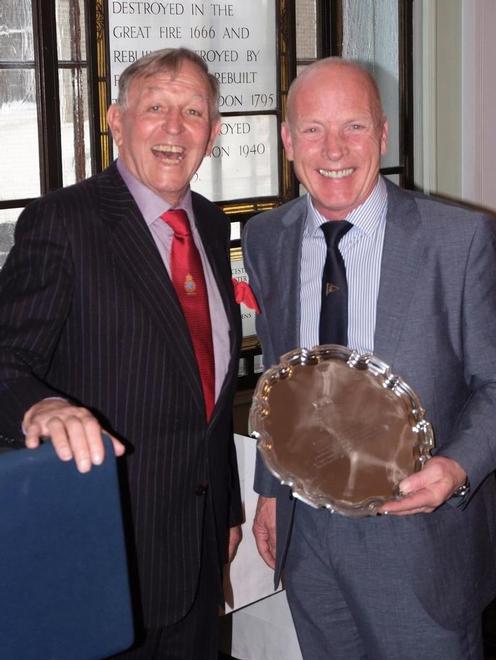 Mike Golding (right) winner of a YJA Special Award, presented by Bob Fisher, Chairman of the Yachting Journalists’ Association at the annual YJA Apollo Yachtsman of the Year Awards 2013 in London © Barry Pickthall/PPL http://www.pplmedia.com